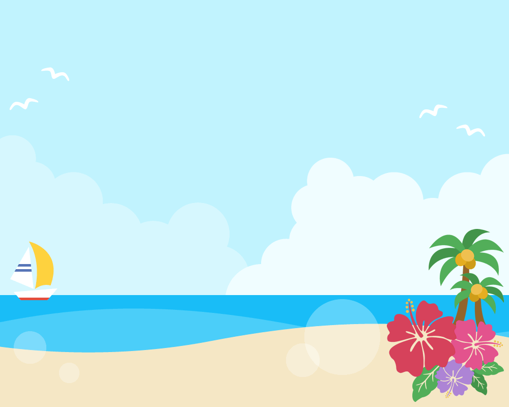 夏の青空と砂浜の背景フレームイラスト | 無料フリーイラスト素材集【Frame illust】