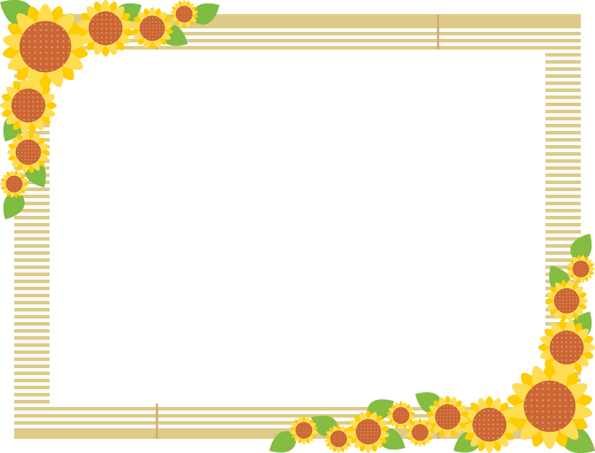 簾（すだれ）と向日葵のフレーム飾り枠イラスト | 無料フリーイラスト素材集【Frame illust】