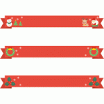 【12月/冬のイラスト】クリスマスのリボンイラスト（サンタ/トナカイ/ツリー/リース/雪だるま/柊）