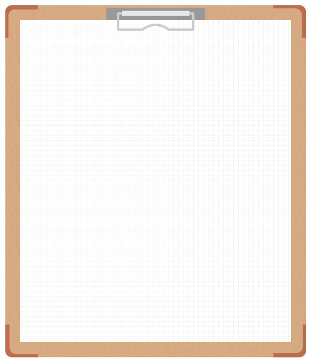 茶色のバインダー クリップボード のフレーム飾り枠イラスト 方眼紙