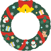 【12月/冬のイラスト】クリスマスリースのフレーム飾り枠
