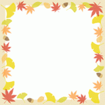 秋の紅葉の額縁フレーム飾り枠イラスト（もみじ/いちょう/落ち葉/どんぐり）