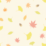 秋の紅葉の背景イラスト（モミジ/イチョウ/枯れ葉/木の実）シームレスパターン