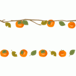 柿のライン飾り罫線イラスト