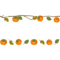 【10月・11月/秋の味覚】柿のライン飾り罫線イラスト
