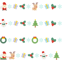 【12月/冬のイラスト】クリスマスのライン飾り罫線（サンタ/トナカイ/ツリー/リース/雪だるま/プレゼント/柊）