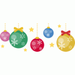 【12月/冬】ボール型クリスマスオーナメントのライン飾り罫線イラスト