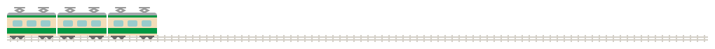 電車が走る線路のライン飾り罫線イラスト＜緑色のライン＞（W1000×H50px）