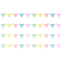 パステルカラーの三角旗（フラッグ）ライン飾り罫線イラスト