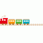 汽車（蒸気機関車）が走る線路のライン飾り罫線イラスト