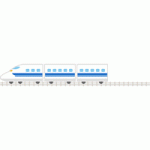 新幹線が走る線路のライン飾り罫線イラスト