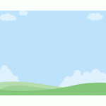 [風景のイラスト背景]雲が浮かぶ青空と緑の草原の丘