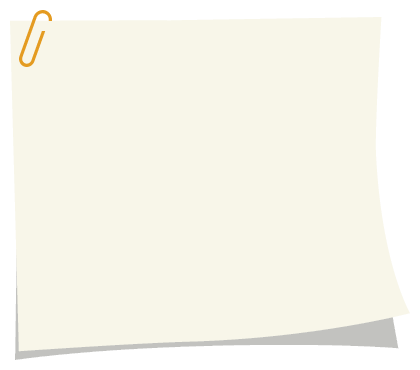 ［無地］黄色のクリップとメモ用紙の背景フレームイラスト（W400×H350px）