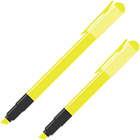 蛍光ペン（ラインマーカー）のイラスト素材＜黄色・イエロー＞