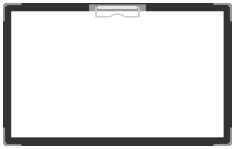 黒色のバインダー（クリップボード）のフレーム飾り枠イラスト＜無地＞（W800×H500px）