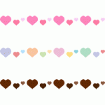 【2月/バレンタイン】ハートのライン飾り罫線イラスト（ピンク・パステルカラー・チョコレート）