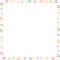 音符と五線譜（楽譜）のフレーム飾り枠イラスト＜直線＞