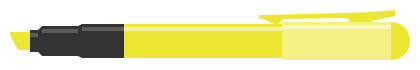 蛍光ペン（ラインマーカー）のイラスト素材＜黄色・イエロー＞（W400×H50px）