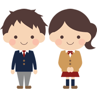 [人物イラスト]学生服を着た高校生の男の子・女の子