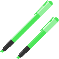 蛍光ペン（ラインマーカー）のイラスト素材＜緑色・グリーン＞