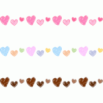 【2月/バレンタイン】手書き風ハートのライン飾り罫線イラスト（ピンク・パステルカラー・チョコレート）