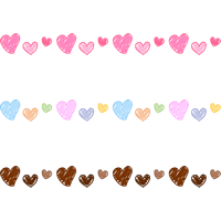 【2月バレンタイン】手書き風ハートのライン飾り罫線イラスト（ピンク・パステルカラー・チョコレート）