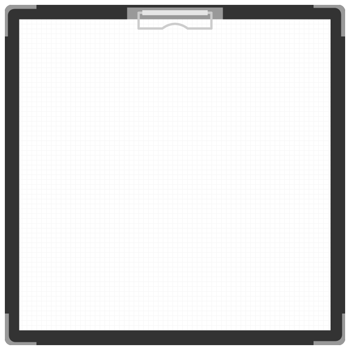 黒色のバインダー（クリップボード）のフレーム飾り枠イラスト＜方眼紙＞（W700×H700px）