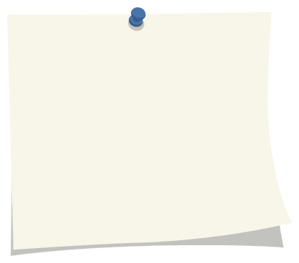 ［無地］青色の押しピンとメモ用紙の背景フレームイラスト（W400×H350px）
