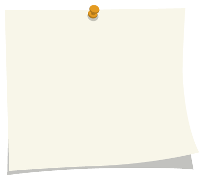 ［無地］黄色の押しピンとメモ用紙の背景フレームイラスト（W400×H350px）