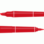 油性マジックペン（マッキー）のイラスト素材＜赤色＞