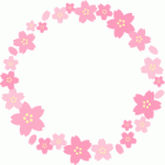 桜の丸型（円形）フレーム飾り枠イラスト