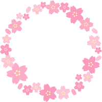 【春のイラスト】桜（さくら・サクラ）の丸型（円形）フレーム飾り枠