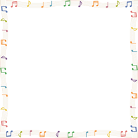 音符と五線譜（楽譜）のフレーム飾り枠イラスト＜波線＞