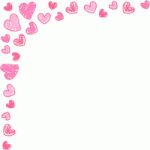 【2月/バレンタイン】手書き風ハートのコーナーフレーム飾り枠イラスト（ピンク・パステルカラー・チョコレート）