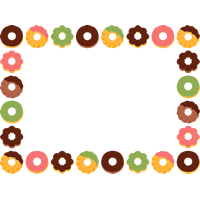 ドーナツのフレーム飾り枠イラスト（チョコレート・抹茶・いちご味）
