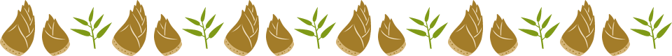 筍（竹の子・たけのこ）と笹の葉のライン飾り罫線イラスト