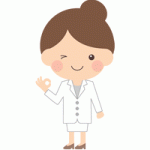 OK（オッケー）ポーズをする医師・薬剤師（女性）のイラスト