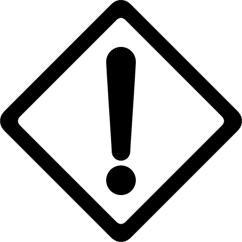 危険・注意警告（ビックリマーク）の標識イラストアイコン＜白黒：菱形＞