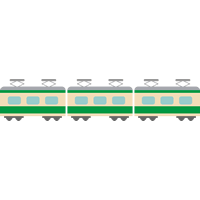 緑のラインが入った電車（鉄道車両）のイラスト