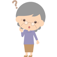 [かわいい女性のイラスト]疑問・質問を考えるお婆さん（高齢者・シニア）＜全身・上半身＞