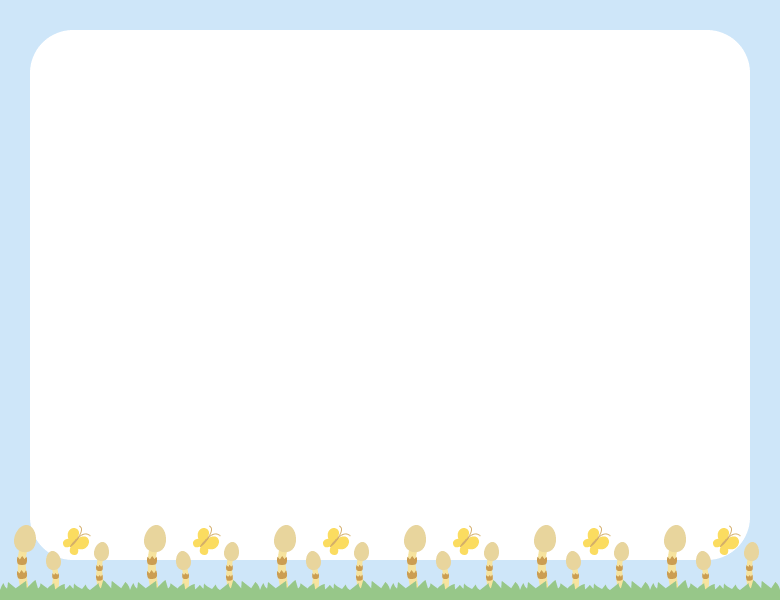 つくしんぼとちょうちょの背景フレーム飾り枠イラスト（W780×H600px）