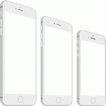 アイフォンiPhone5s/6/6Plus(スマートフォン/スマホ)のフレームイラスト＜シルバー・白銀色＞