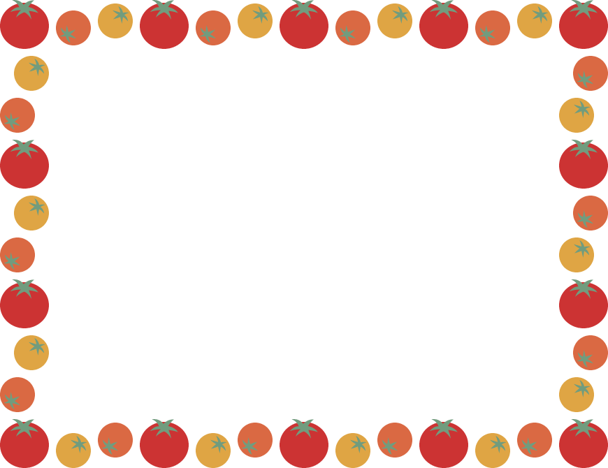 3色プチトマトのフレーム飾り枠イラスト（長方形）