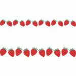 [果物・フルーツ]苺（いちご・ストロベリー）のライン飾り罫線イラスト