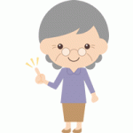 指差しポーズをするお婆さん（高齢者・シニア）のイラスト