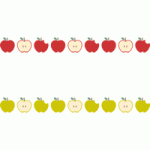 [果物・フルーツ]林檎（りんご・アップル）のライン飾り罫線イラスト