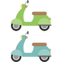 レトロなスクーター（原付バイク）の挿絵イラスト