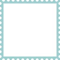 かわいい郵便切手風フレーム飾り枠イラスト＜ドット柄：青色＞