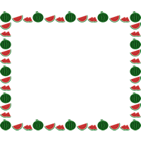 [果物・フルーツ]西瓜（すいか・スイカ）のフレーム飾り枠イラスト