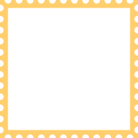 かわいい郵便切手風フレーム飾り枠イラスト＜ドット柄：黄色＞